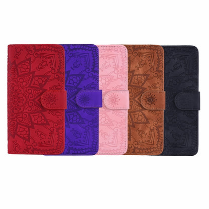 Assorted embossed leather wallet phone cases with flip covers in multiple colors