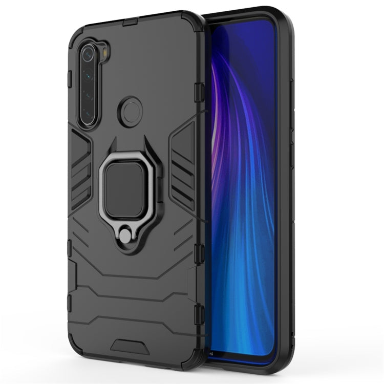 Rugged shockproof TPU+PC phone case in black with raised ring grip