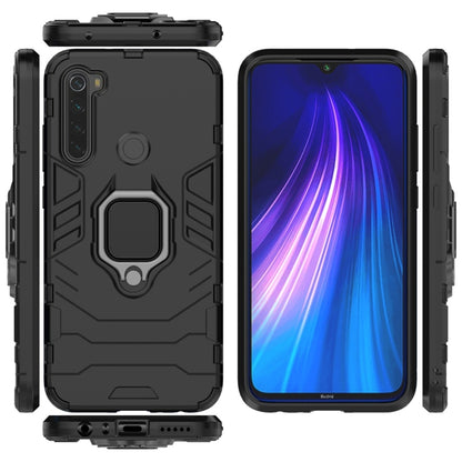Rugged shockproof phone case in black with kickstand ring and port cutouts