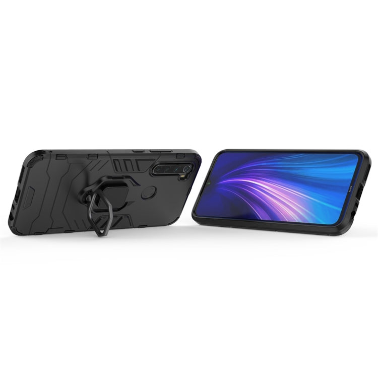 Rugged shockproof phone case in black with kickstand ring and camera cover