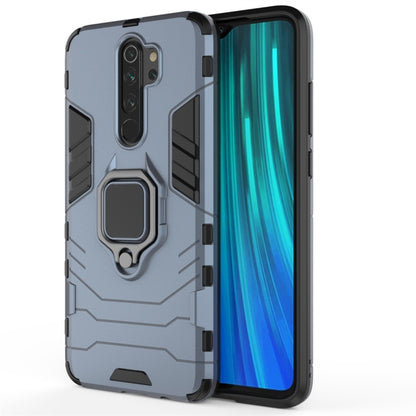 Rugged shockproof phone case in light gray with ring kickstand and side openings