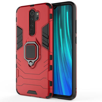 Rugged shockproof phone case in red with ring kickstand and protective corners
