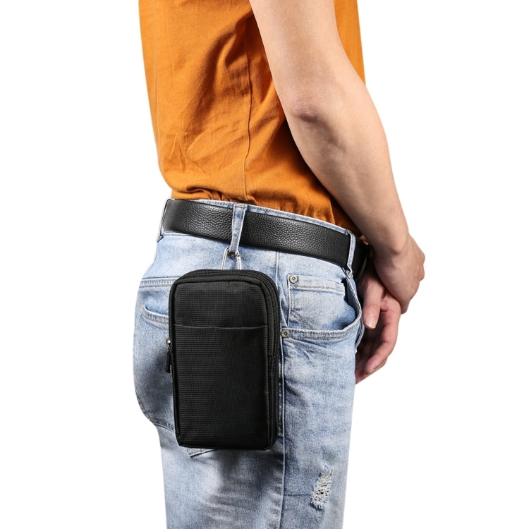 Black phone waist pack worn on belt, compact front pocket design