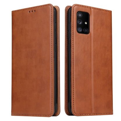 Brown PU leather wallet flip case with card slots and phone holder