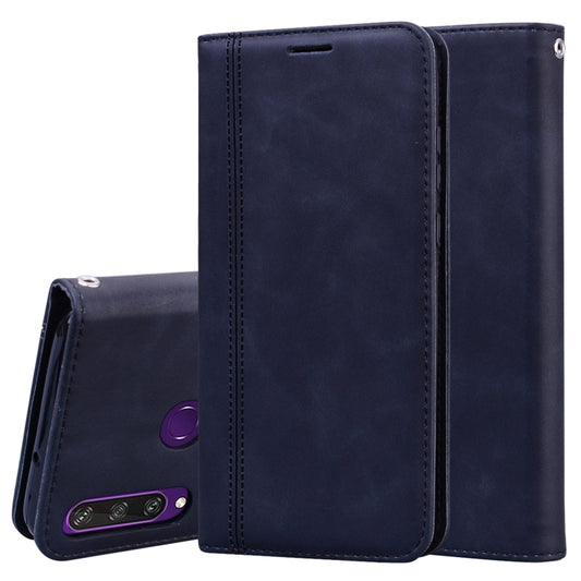 Dark blue magnetic flip PU leather phone case with card slot and camera cutout