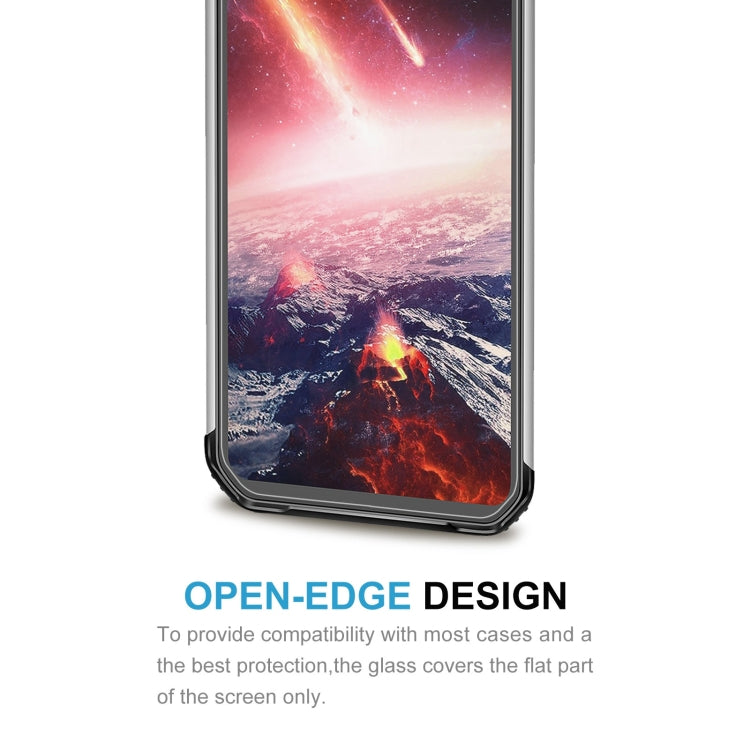 Tempered glass screen protector with clear 2.5D curved edges for flat screen coverage