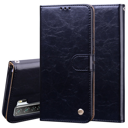 Blue flip phone leather case with magnetic closure and inner pocket cutout