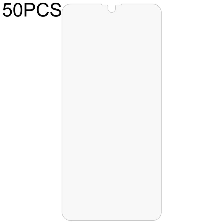 Tempered glass screen protector film set (50 pcs), clear with top notch opening