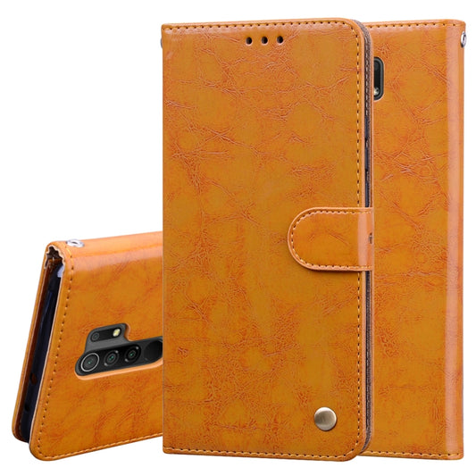 Orange textured flip leather phone case with card slots and snap closure