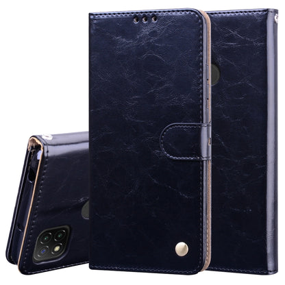Dark blue flip wallet phone case with card pocket; phone back partially visible