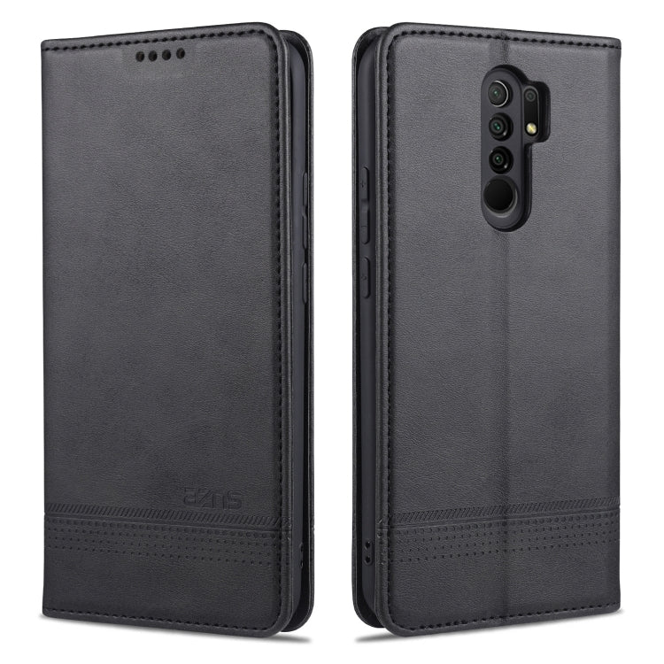 Black magnetic flip leather case with card slots and camera cutout