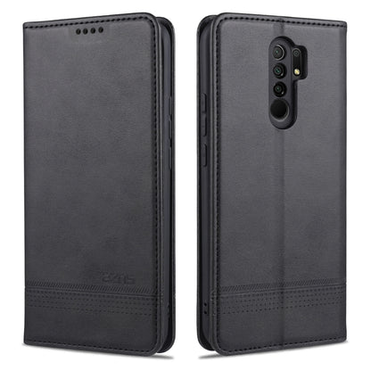 Black magnetic flip leather case with card slots and camera cutout
