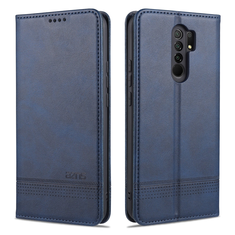 Dark blue magnetic flip leather phone case with card slots and cover pocket