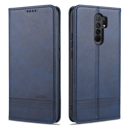 Dark blue magnetic flip leather phone case with card slots and cover pocket