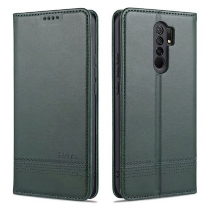 Dark green magnetic flip leather phone case with card slots and cover pocket