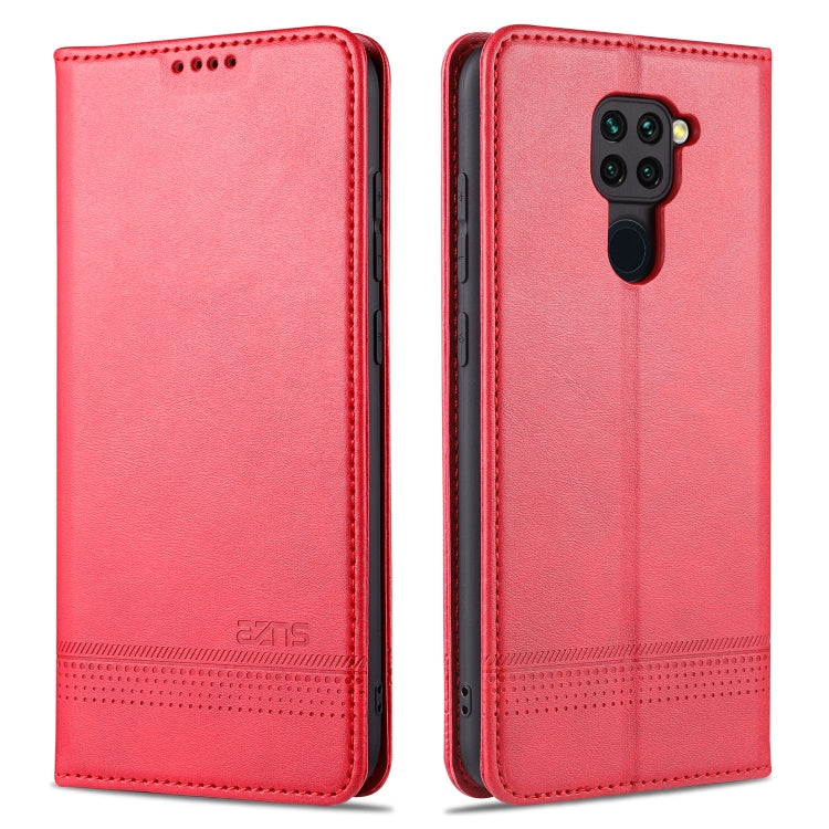 Red magnetic flip leather phone case with card slots and cover pocket