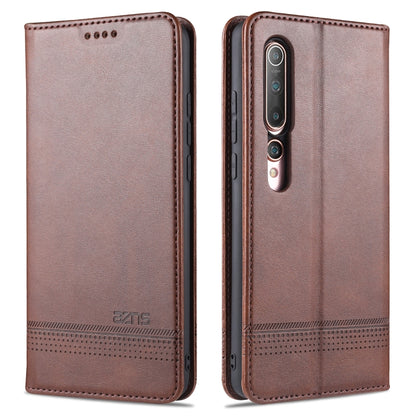 Brown magnetic flip leather phone case with card slots and holder pocket