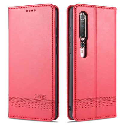 Red magnetic flip leather phone case with card slots and holder pocket