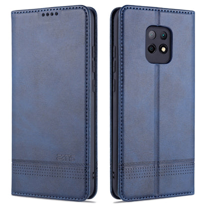 Magnetic flip leather wallet phone case with card slots, dark blue with camera cutout