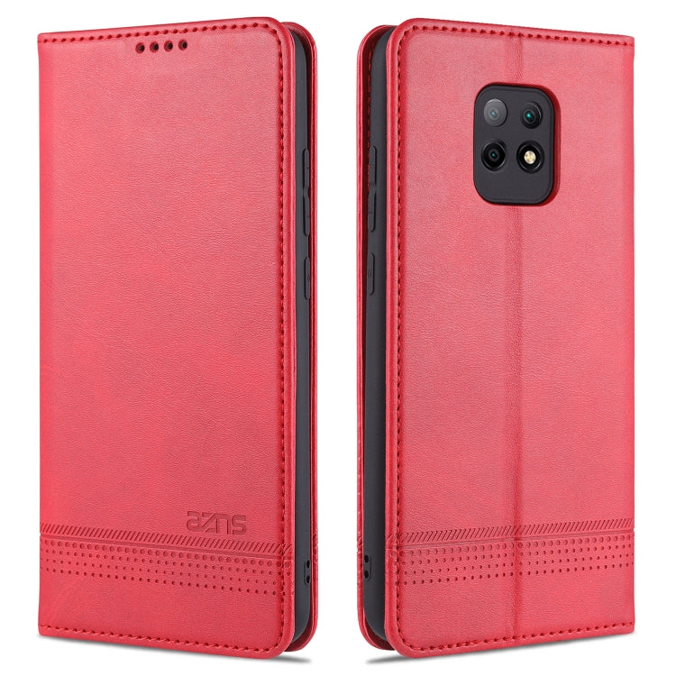 Magnetic flip leather wallet phone case with card slots, red with camera cutout