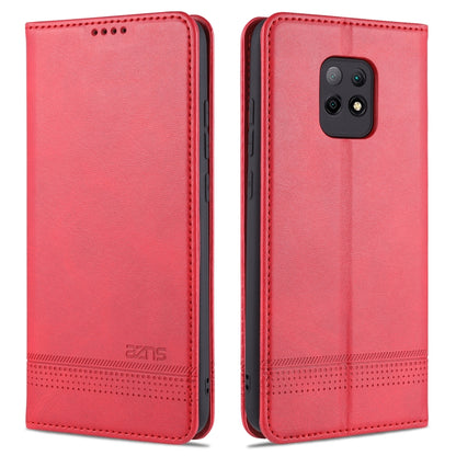 Magnetic flip leather wallet phone case with card slots, red with camera cutout