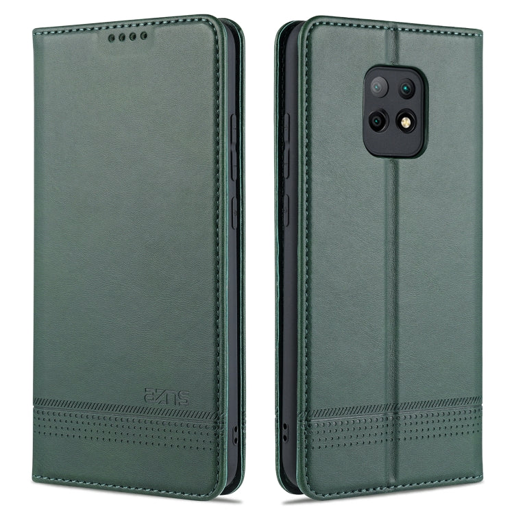 Magnetic flip leather wallet phone case with card slots, dark green with camera cutout