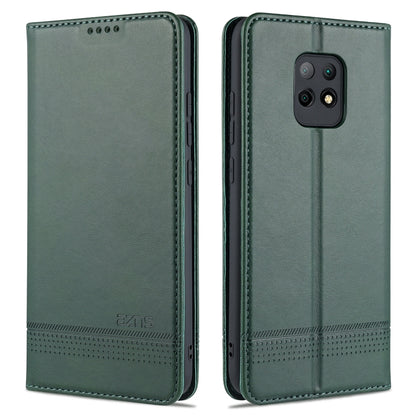 Magnetic flip leather wallet phone case with card slots, dark green with camera cutout