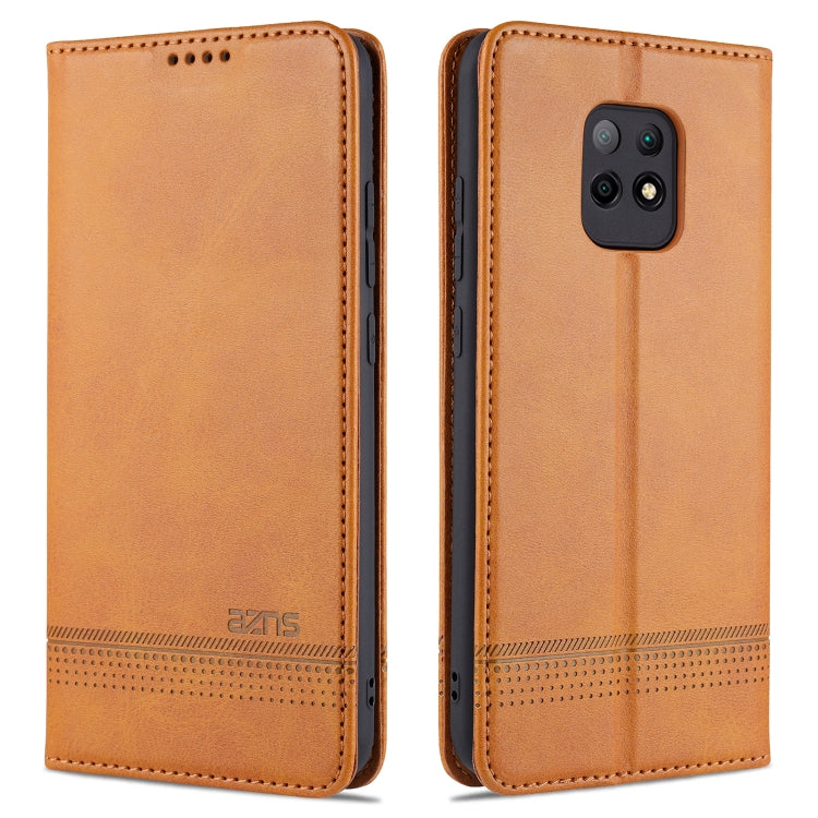 Magnetic flip leather wallet phone case with card slots, light brown with camera cutout