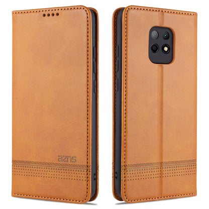 Magnetic flip leather wallet phone case with card slots, light brown with camera cutout