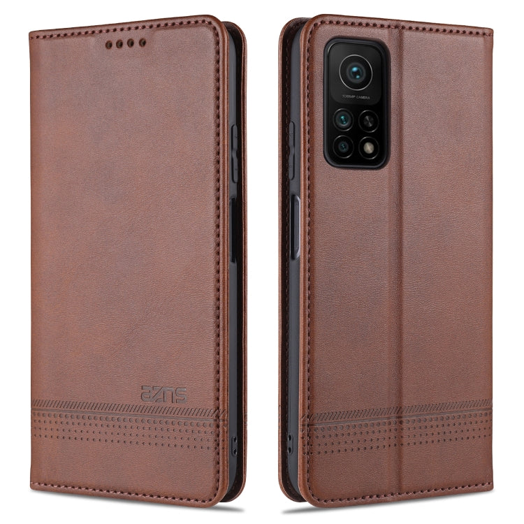 Magnetic flip leather wallet phone case with card slots, brown with multi-camera cutout