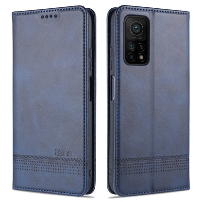 Magnetic flip leather wallet phone case with card slots, medium blue with camera cutout