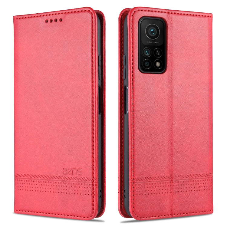 Magnetic flip leather wallet phone case with card slots, bright red with multi-camera cutout