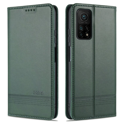 Magnetic flip leather wallet phone case with card slots, dark green with multi-camera cutout