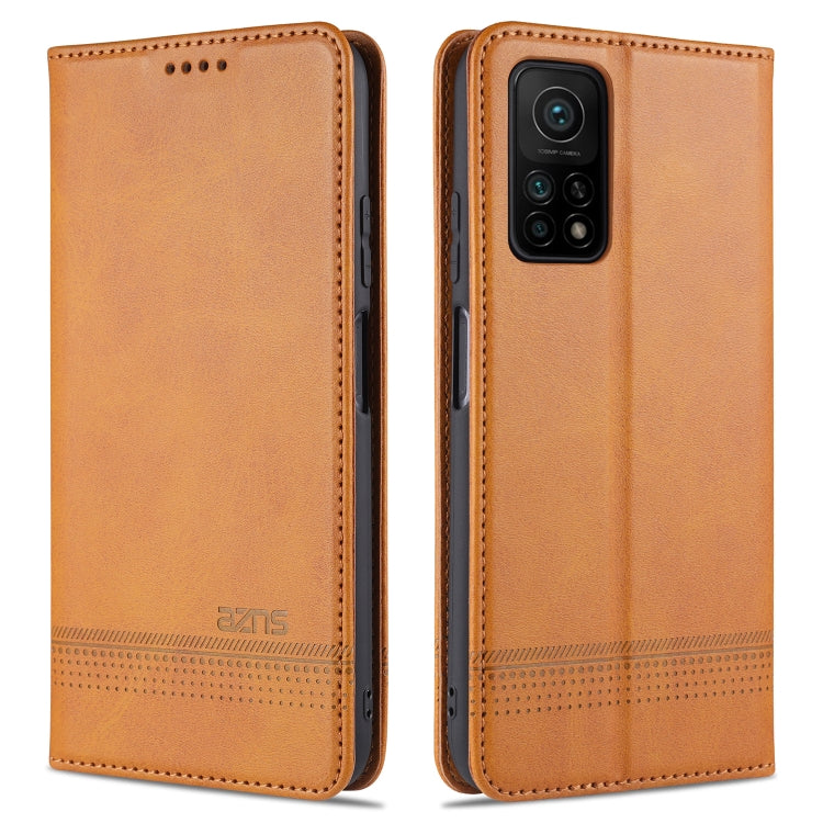 Magnetic flip leather wallet phone case with card slots, tan with multi-camera cutout