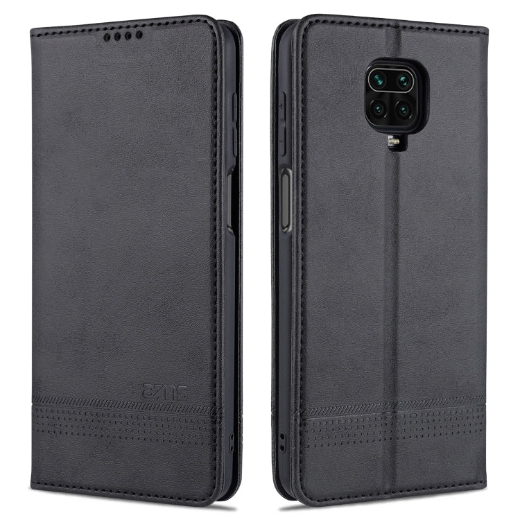 Black leather flip phone case with card slots; front and back cover with camera cutout.