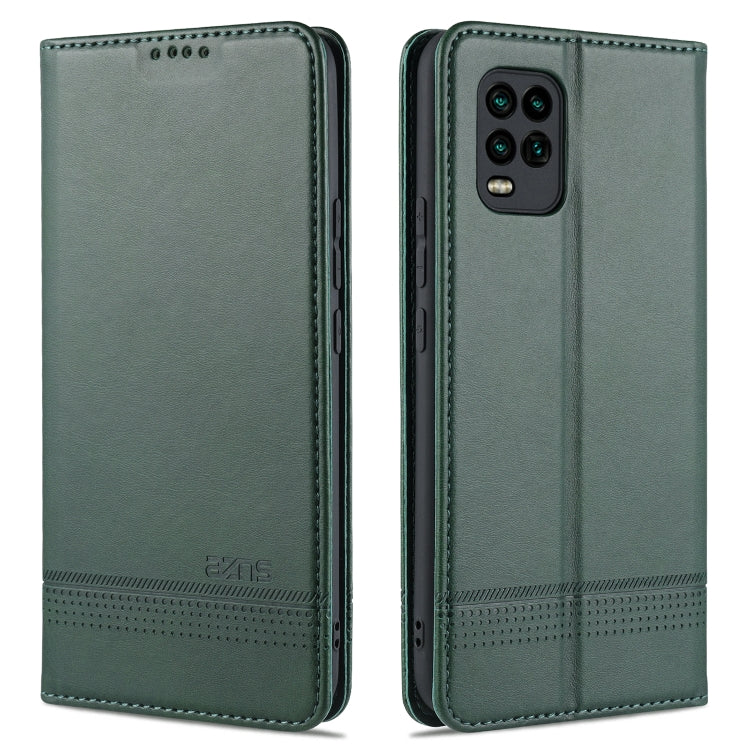 Dark green leather flip phone wallet case with stitched edges and camera cutout