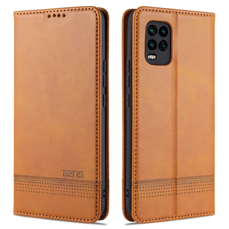 Tan leather flip phone wallet case with stitched border and camera cutout