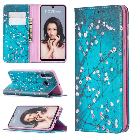 Teal blossom floral magnetic flip PU leather phone wallet case with card slots