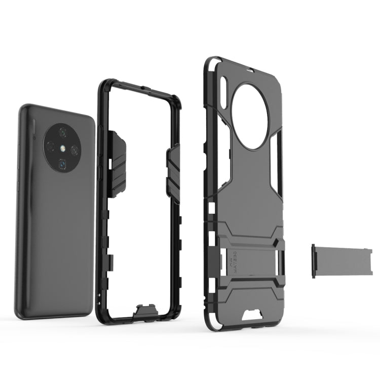 Shockproof phone case with holder for Huawei Mate 30, black rugged shell pieces