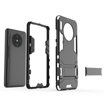 Shockproof phone case with holder for Huawei Mate 30, black rugged shell pieces