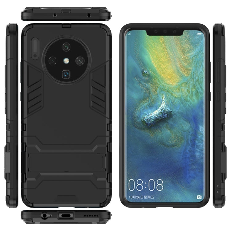 Shockproof TPU case with holder for Huawei Mate 30, black, covers back and edges