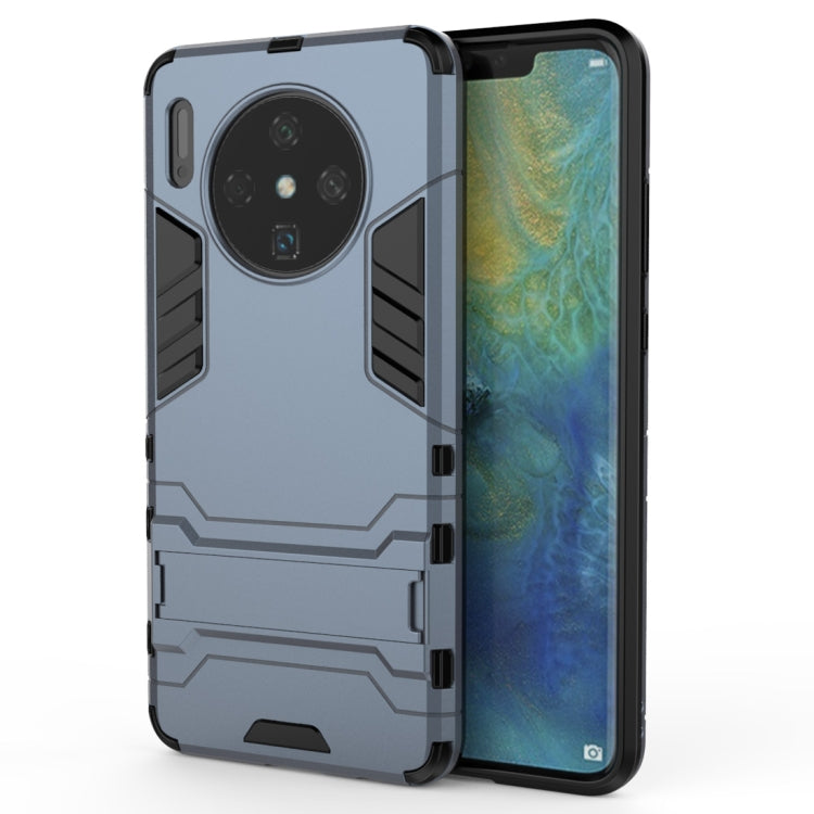 Shockproof TPU phone case with holder for Huawei Mate 30, light gray rugged armor design