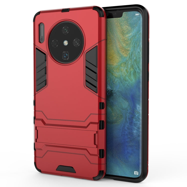 Shockproof TPU phone case with holder for Huawei Mate 30, red rugged armor design