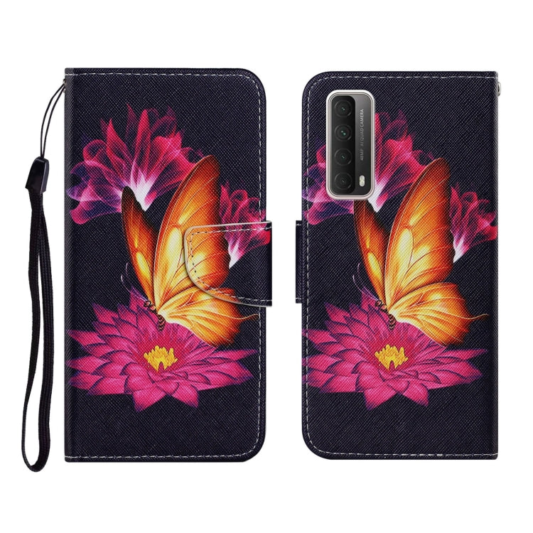 PU leather flip phone wallet case with pink flower and lion art, card slots, lanyard.