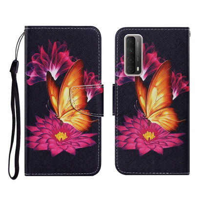PU leather flip phone wallet case with pink flower and lion art, card slots, lanyard.