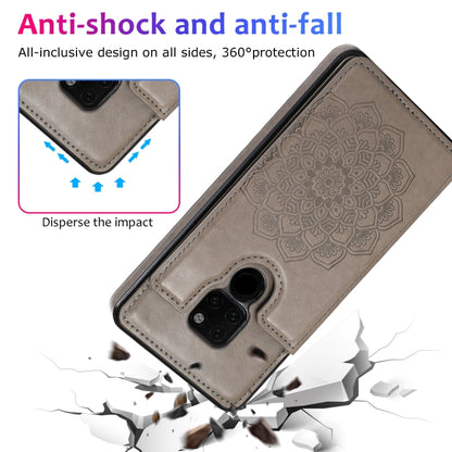 Grey-beige mandala wallet phone case with anti-shock protection design