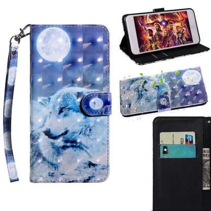 Phone wallet case with lanyard, wolf print flip cover, and card holder