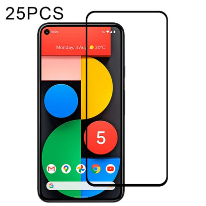 Tempered glass screen protector set, 25-pack, clear front panel covering phone screen