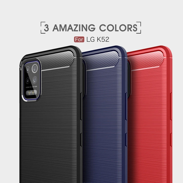 Three-color carbon fiber-style TPU phone case set: black, navy, and red