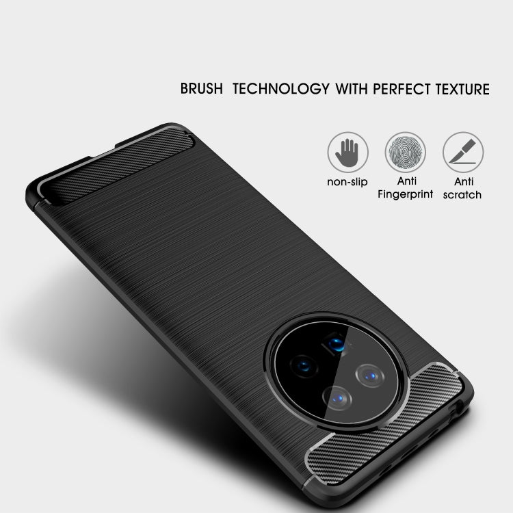 Black carbon-fiber look TPU phone case with textured grip and triple-camera cutout.